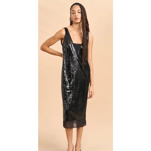 NWT LA LIGNE OONA DRESS - BLACK, Med $475 - Picture 1 of 13